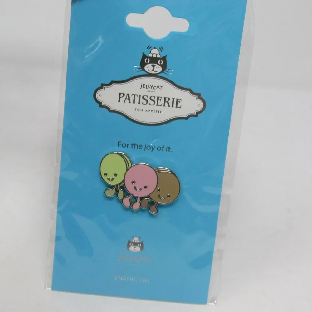 Jellycat Patisserie Macaroon Enamel Pin New In Packaging Green Pink Brown
